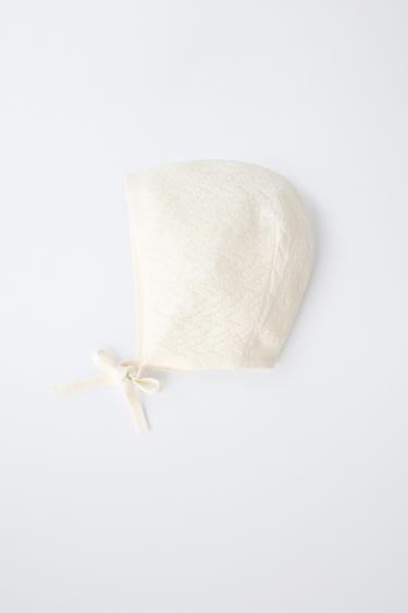 BONNET EN MAILLE EN COTON ET SOIE - Écru de Zara - Image 3