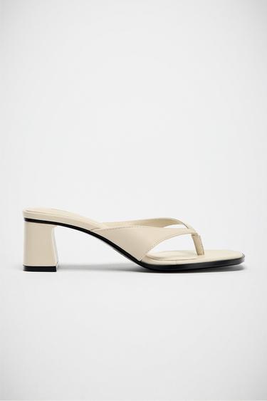 WIDE-HEEL DOUBLE-STRAP SANDALS - white by Zara