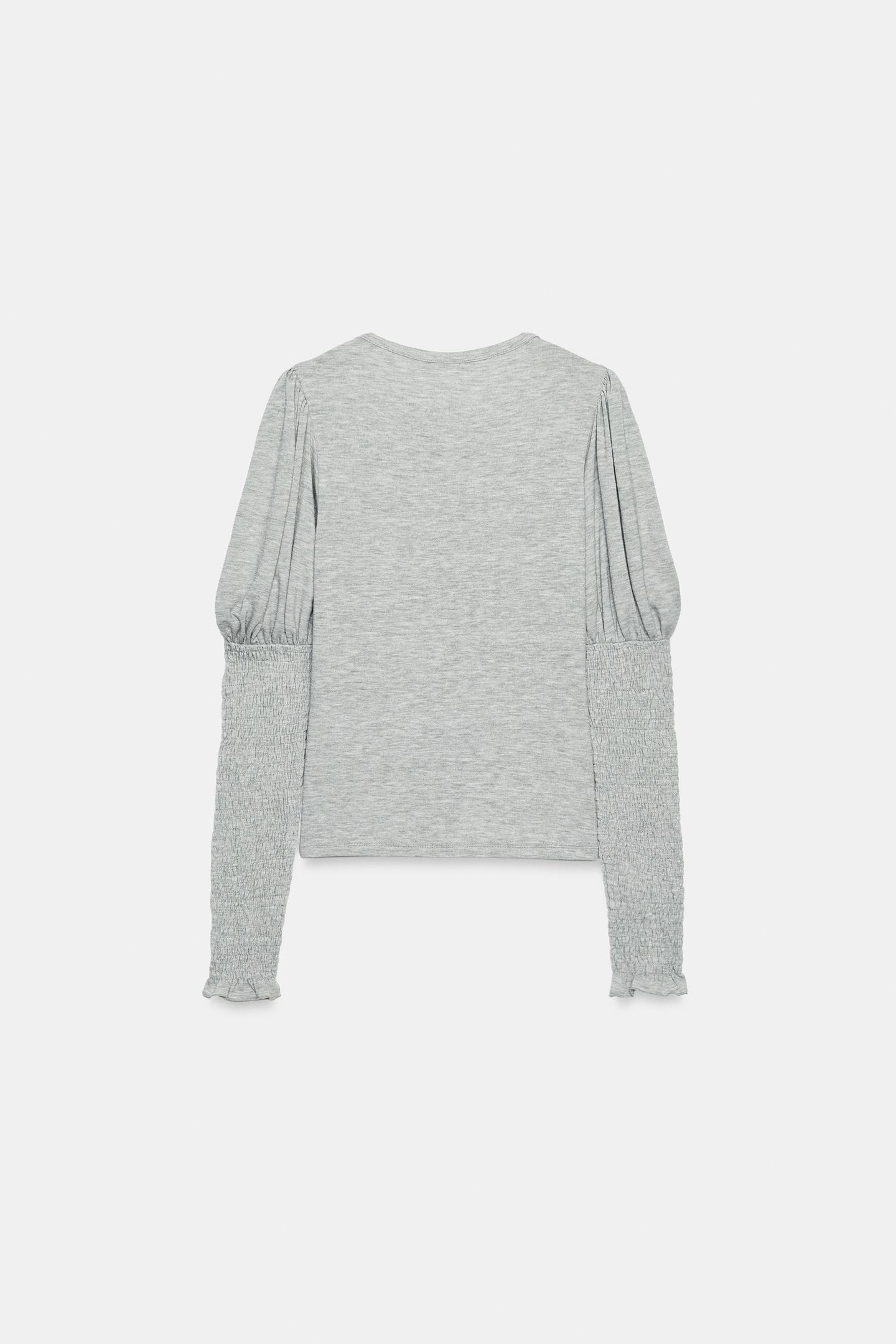 Женская футболка Zara Stretch Long Sleeve, цвет: Серый меланжевый — фото 7