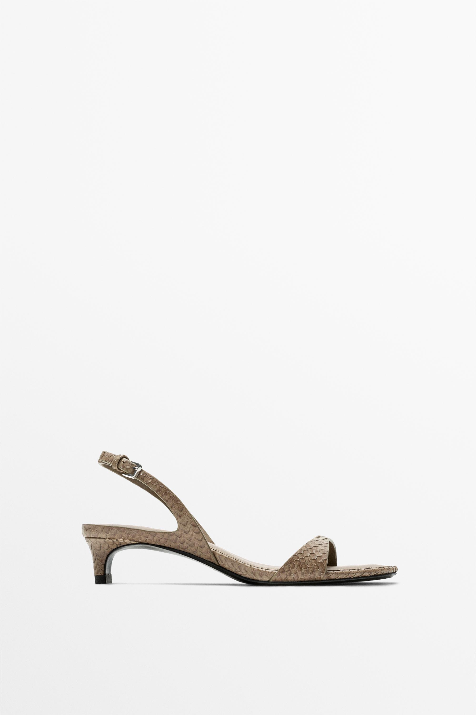 High-heel sandals in embossed leather — Snake
