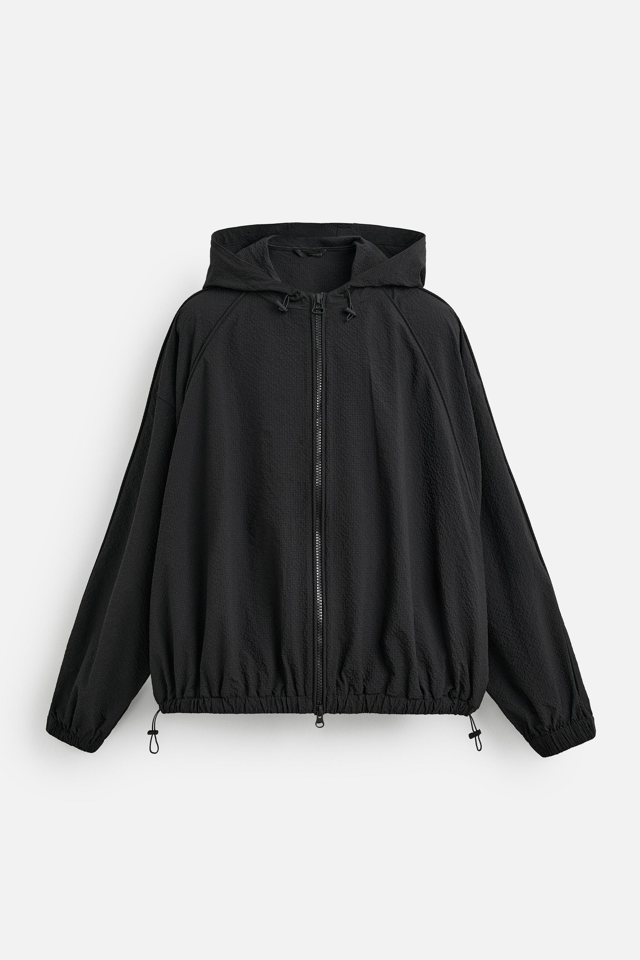 数量限定セール  シアサッカーフード付きジャケット 日本 / Japan ZARA | ブラック - ジャケット・アウター