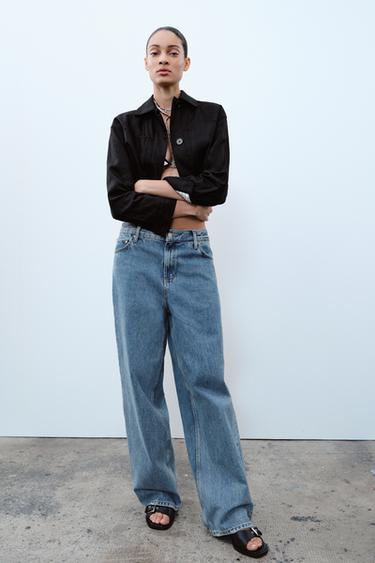 Zara LINEN BLEND CROP JACKET - Black - Image 0