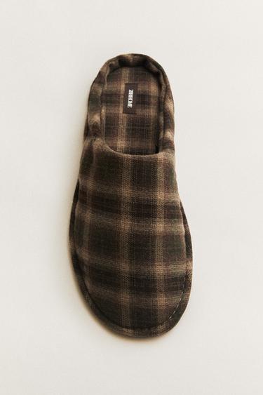CHECK MULE SLIPPERS — Brown 1