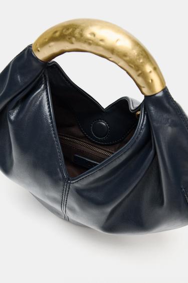 SAC À MAIN AVEC ANSE MÉTALLIQUE - Bleu marine de Zara - Image 5