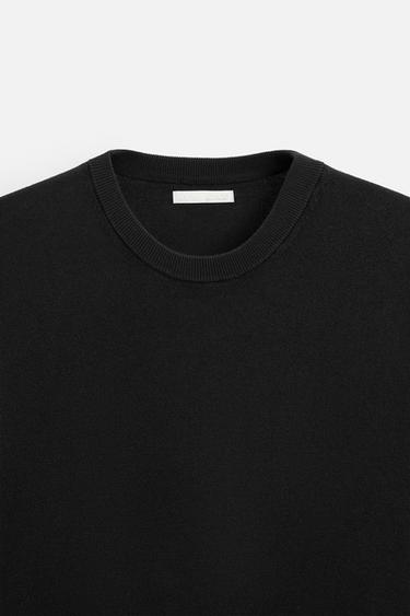 T-SHIRT EN MAILLE MÉLANGE VISCOSE - Noir de Zara - Image 7