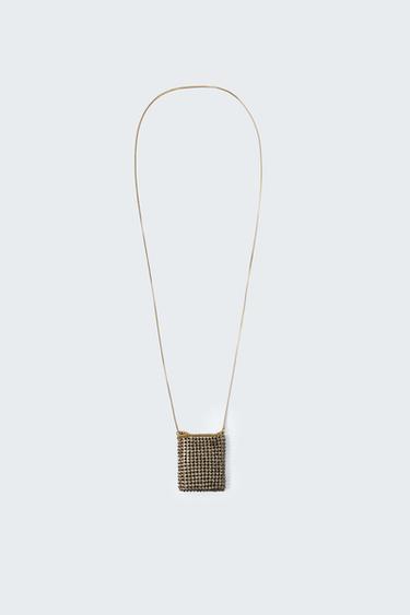 Zara RHINESTONE BAG NECKLACE - Golden