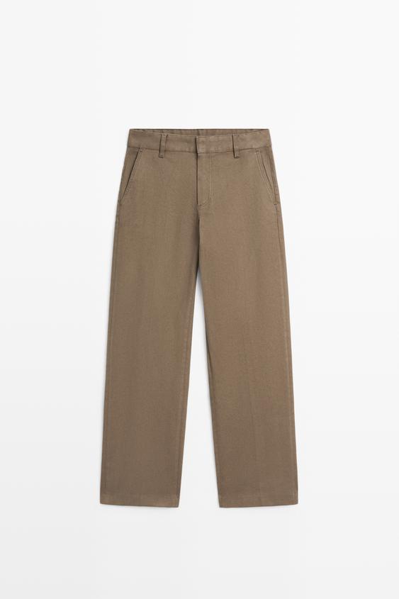 Zara Stretch cotton blend pants - Black gold - Image 0