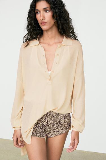 Flecked knit shorts co-ord — Sand 1