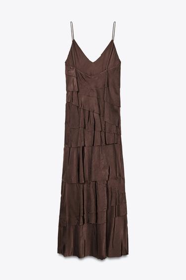 ROBE À VOLANTS ZW COLLECTION - Marron de Zara - Image 7