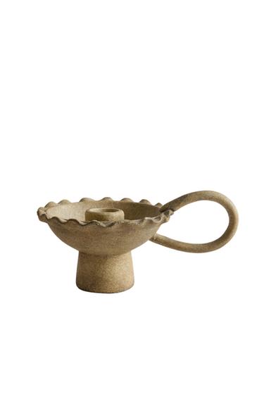 WAVY CERAMIC TEALIGHT HOLDER - Oyster-white by Zara