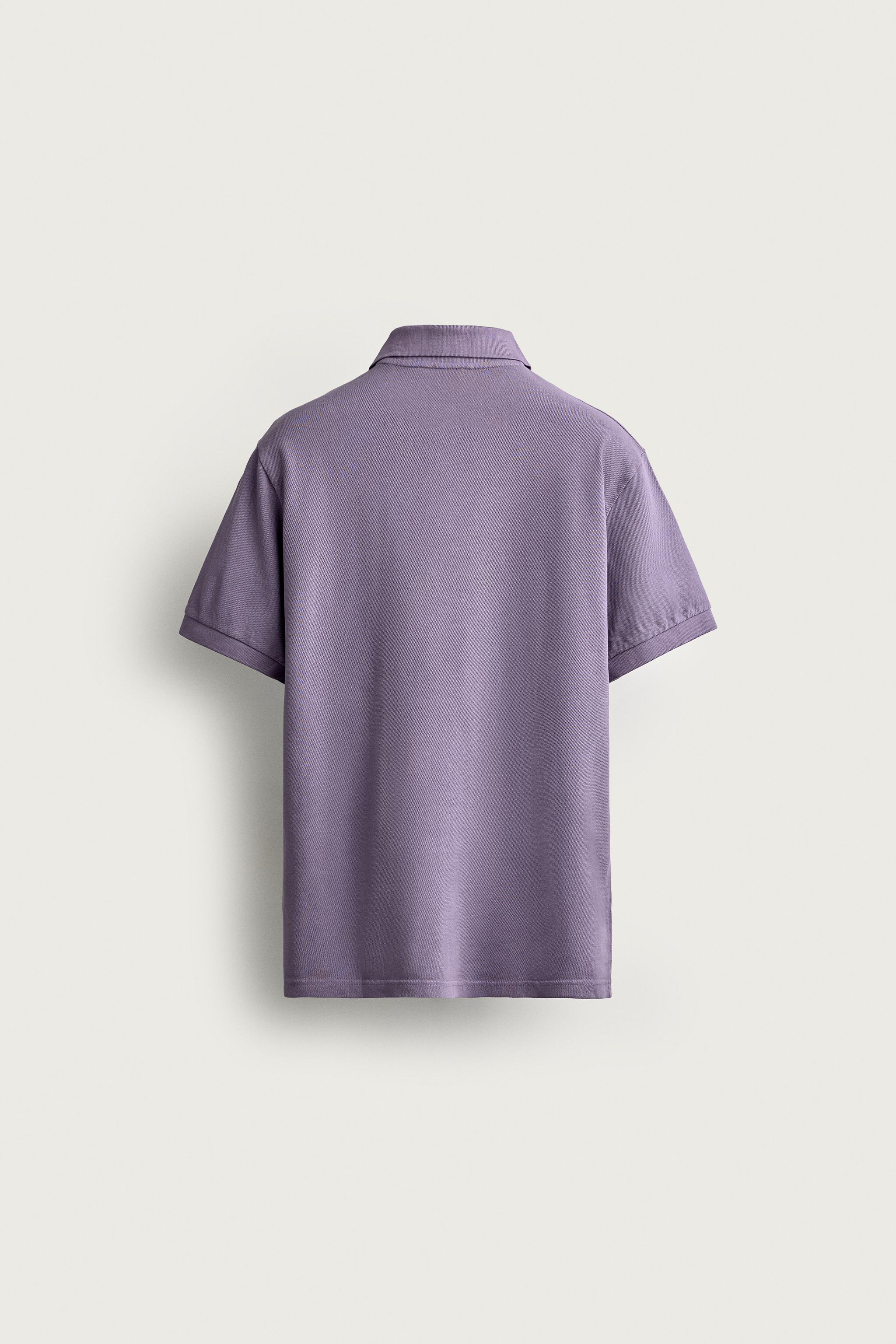 Мужские рубашки Zara WASHED REGULAR FIT PIQUÉ POLO — фото 8