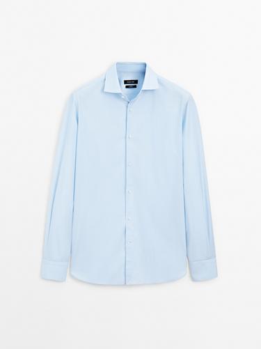 Zara Slim fit striped 100% cotton shirt - Sky blue - Image 0