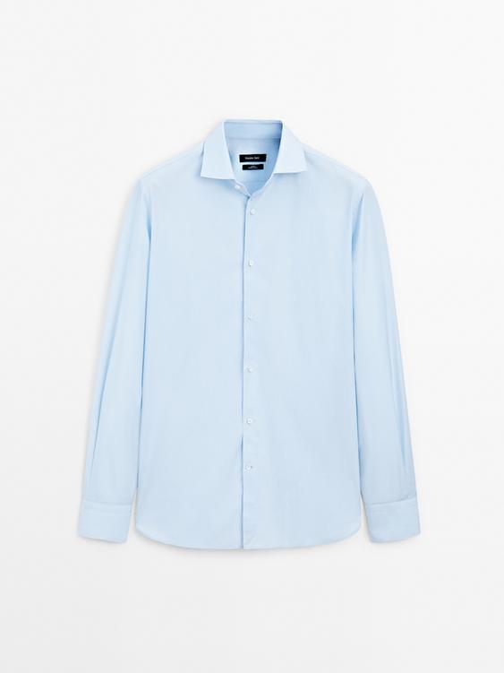 Slim fit striped 100% cotton shirt