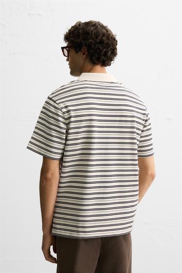 STRIPED PIQUÉ POLO SHIRT - Ecru by Zara - Image 2