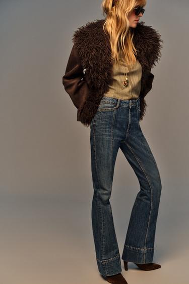 Z1975 MID-WAIST FLARE SEAM JEANS - Blue / Green by Zara