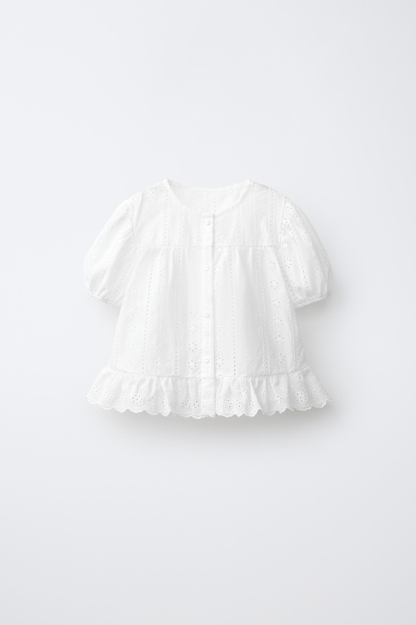 Детская рубашка Zara Embroidered Romantic, цвет: Белый — фото 2