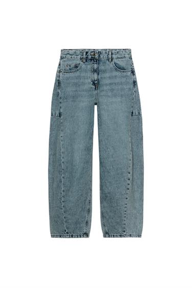 JEANS ZW COLLECTION ANKLE BALLOON TIRO MEDIO - أزرق فاتح by Zara