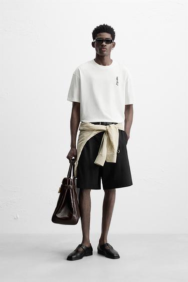 Zara MUSICAL NOTE EMBROIDERED T-SHIRT - White