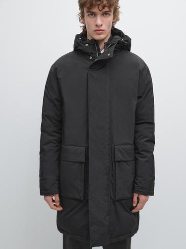 Parka matelassée déperlante à capuche - Noir de Zara