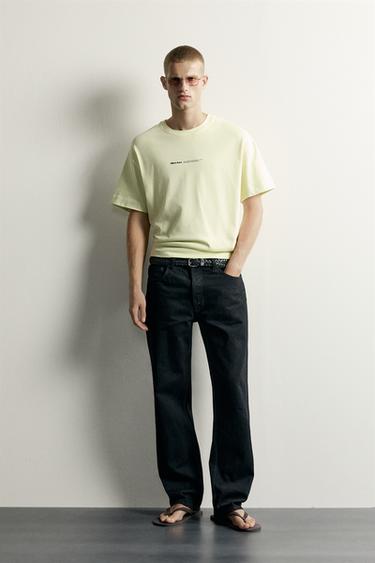 RELAXED FIT CONTRAST PRINT T-SHIRT - Lime by Zara - Image 0