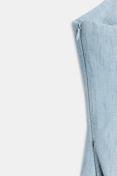 TRF DENIM MINI DRESS WITH GORES - Light blue by Zara - Image 6