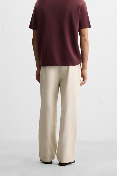PANTALON COTON - LIN PLIS - Beige clair de Zara - Image 2