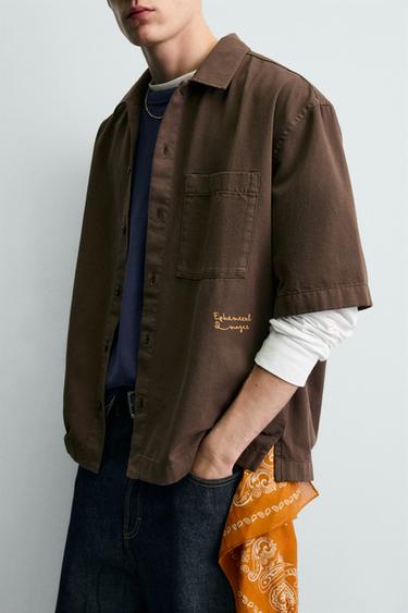 CHEMISE LAVÉE IMPRIMÉ BIMATIÈRE - Marron de Zara - Image 4