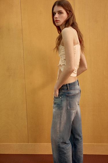 CORSETRY-INSPIRED TOP WITH LACE - Ecru by Zara - Image 3