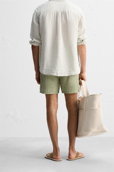 ABSTRACT PRINT MID-LENGTH SWIMMING TRUNKS - Light khaki by Zara - Image 3