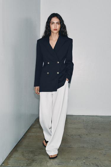 FITTED BUTTONED BLAZER ZW COLLECTION - Dark navy by Zara