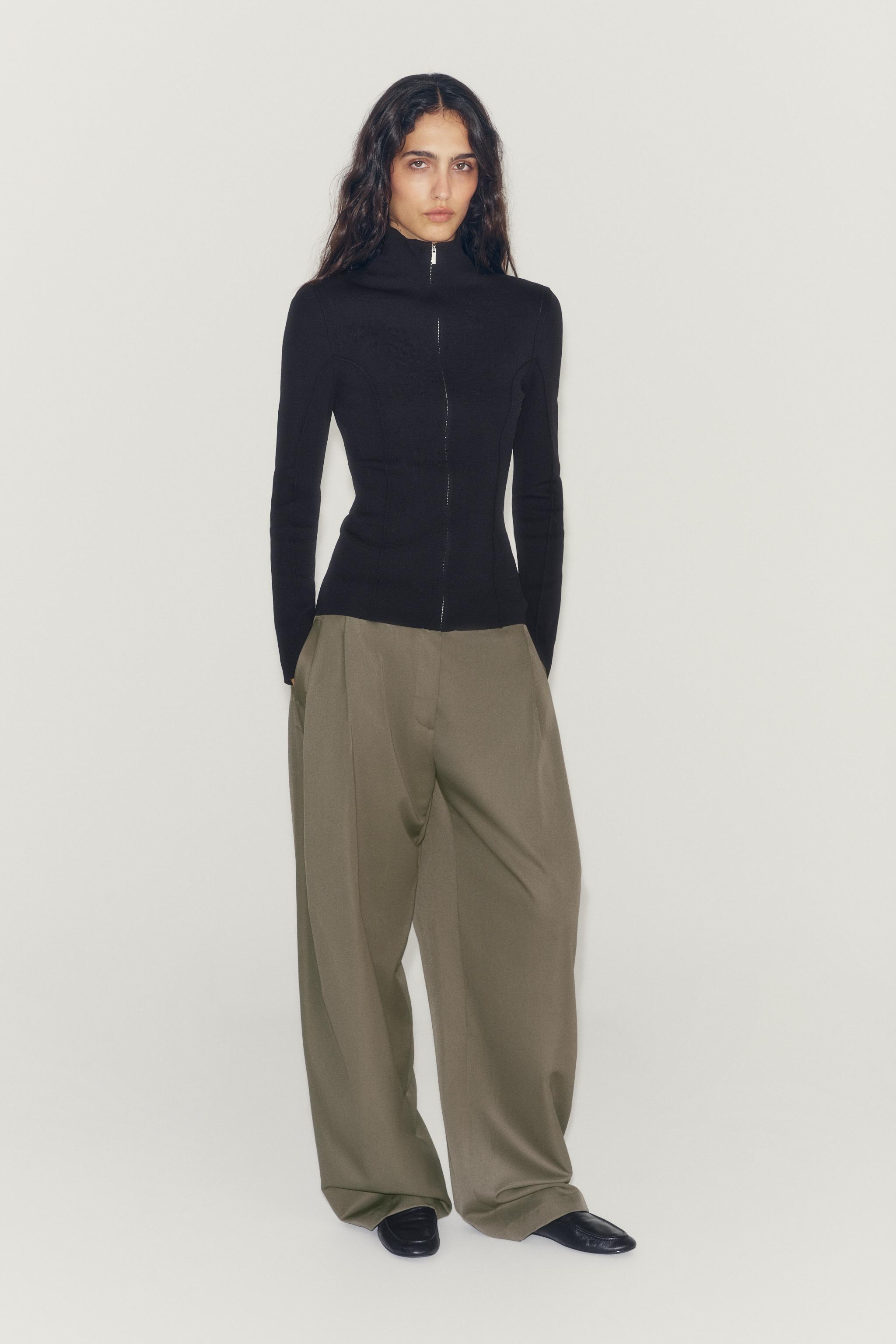 ZW COLLECTION PLEATED WIDE-LEG PANTS — Greenish