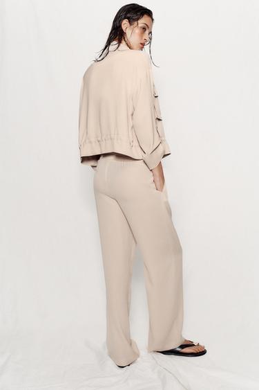 VESTE SAFARI À MANCHES RETROUSSÉES - Beige de Zara - Image 4