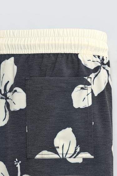 MAILLOT DE BAIN LONG IMPRIMÉ HIBISCUS - Bleu marine de Zara - Image 8
