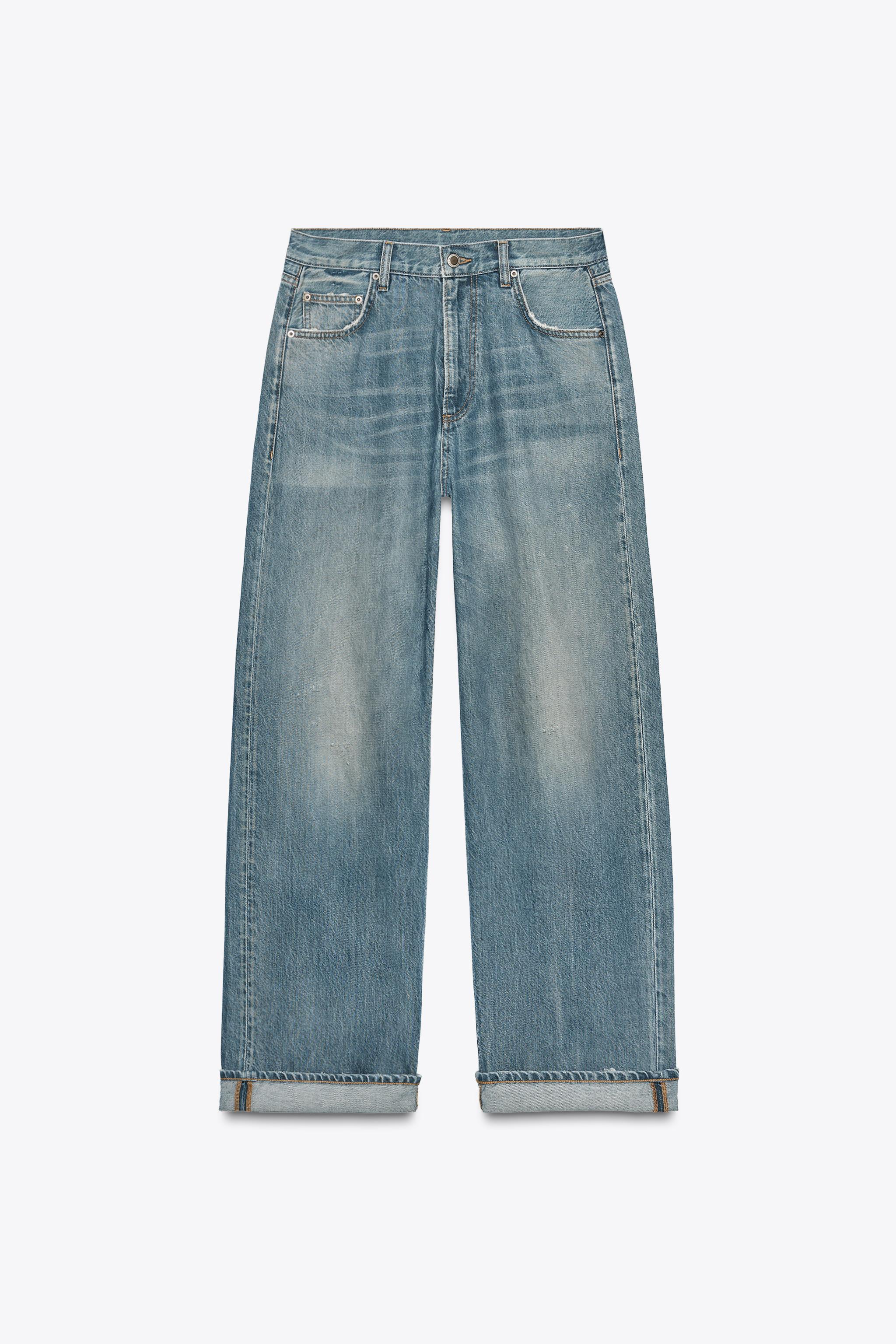 ★ZARA★ BAGGY JEANS WITH SEAM DETAIL BAGGY JEANS WITH SEAM DETAIL - Blue / Green | ZARA India