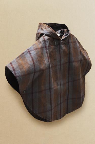 CHILDREN'S TARTAN CHECK CAPE - Brown-Blue by Zara - Image 3