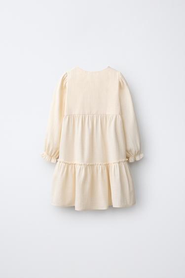 LACE TEXTURE DRESS — Ecru 2
