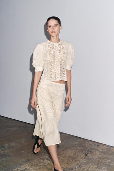 BLUSA RENDA ZW COLLECTION - Cru-médio da Zara