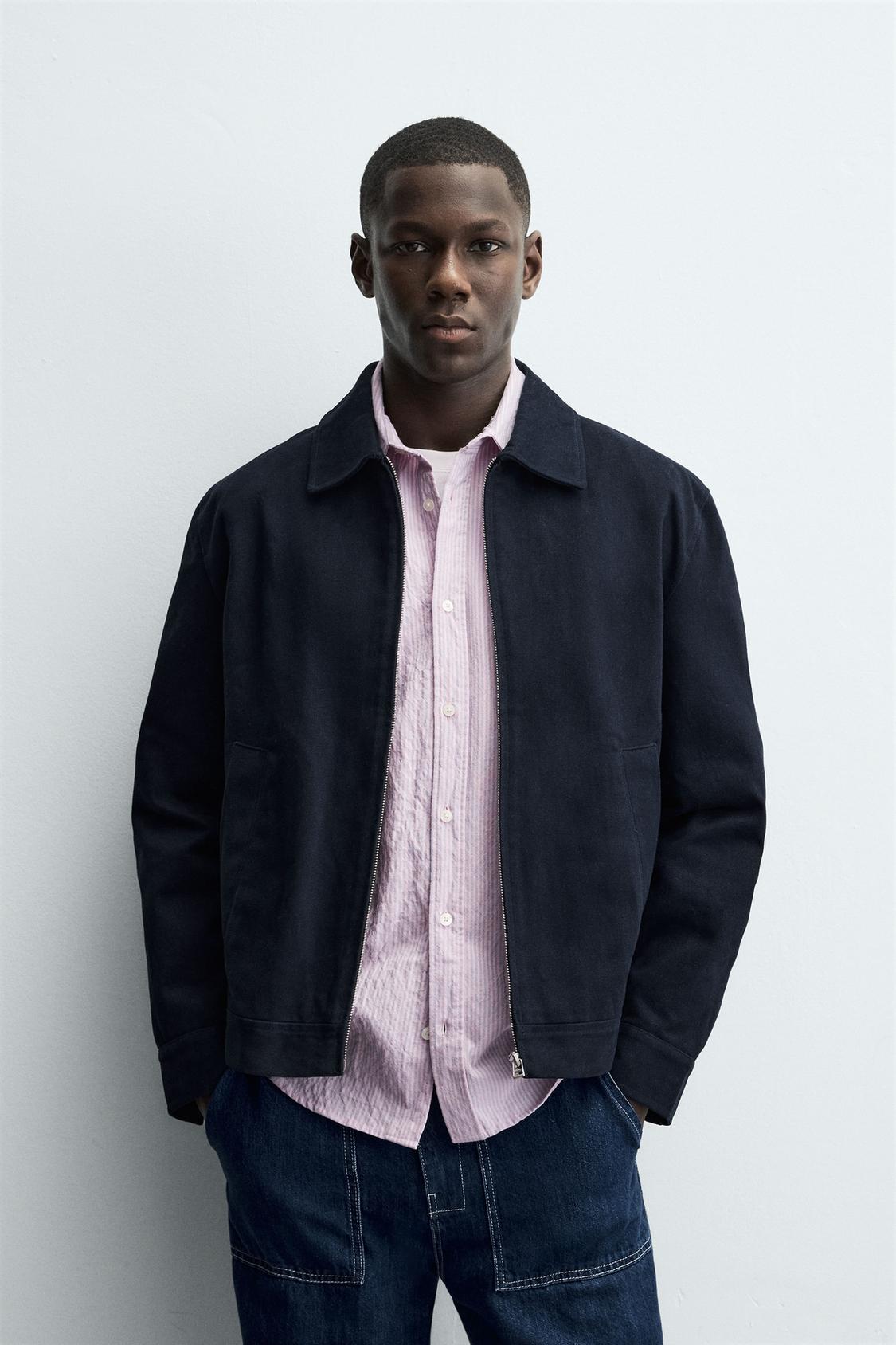 TEXTURED ZIP-UP OVERSHIRT