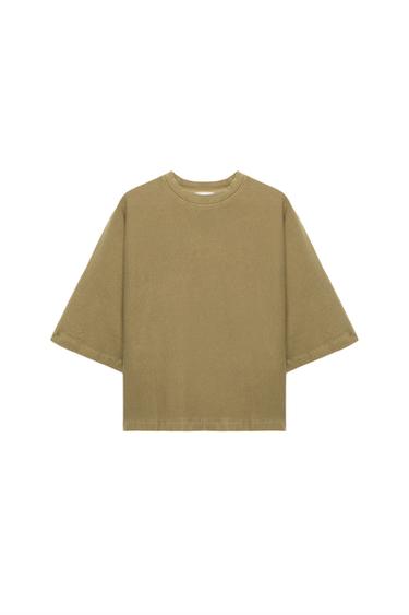 FADED-EFFECT SHORT SLEEVE T-SHIRT - Olive green by Zara