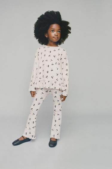 CELANA PANJANG FLARE SOFT BERMOTIF - Putih pasir / Marl dari Zara