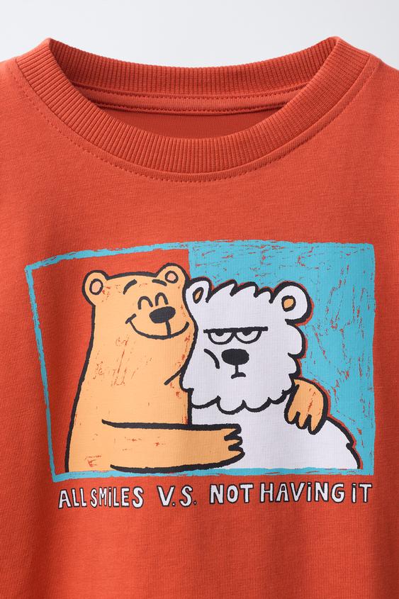 T-SHIRT À IMPRIMÉ ANIMAUX - Grenat clair de Zara - Image 2