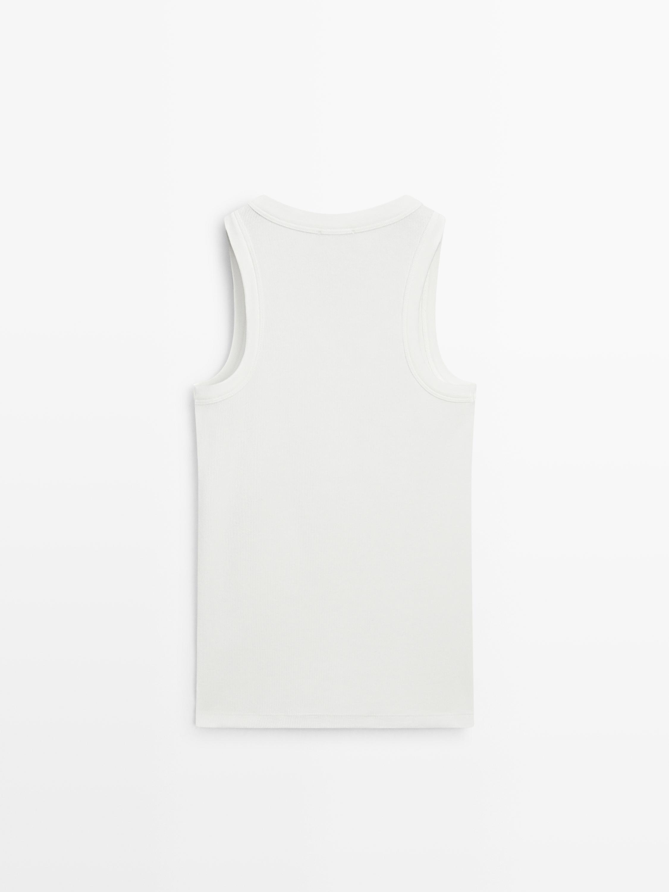 T-shirt encolure américaine en coton mélangé
