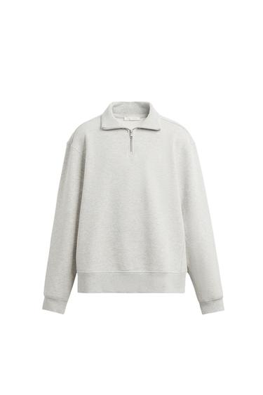 BASIC SWEATSHIRT MET RITS IN DE HALS - Grijs gemĆŖleerd van Zara