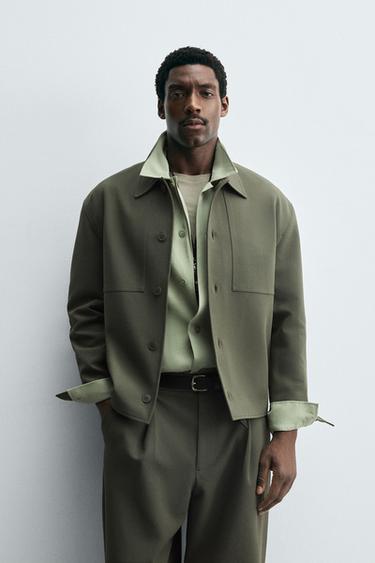 BOXY FIT OVERSHIRT - Green by Zara