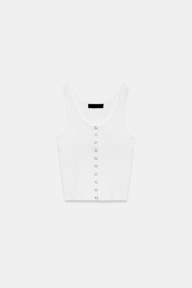 RIB KNIT TOP - White by Zara