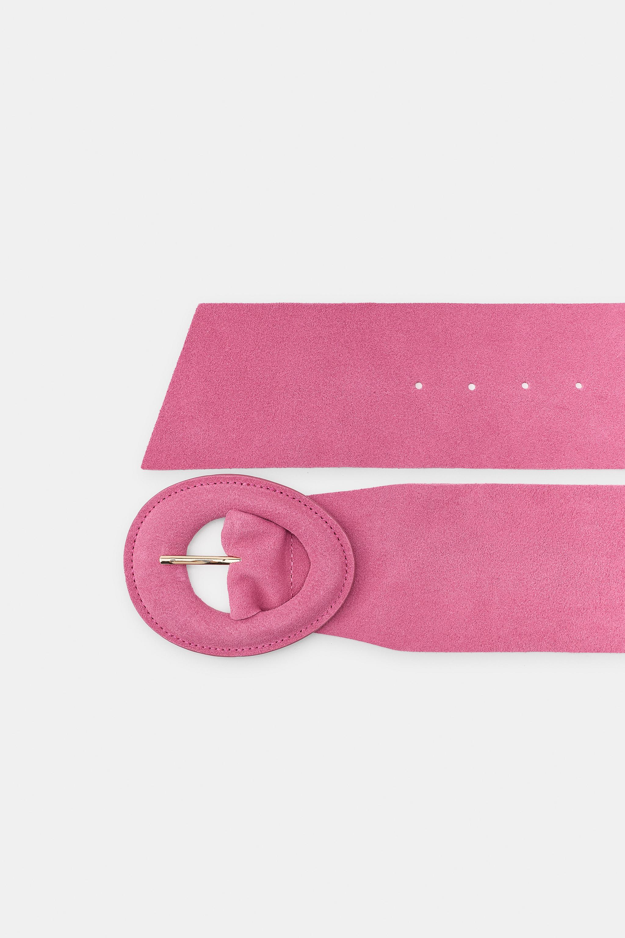 100% SUEDE LEATHER BELT WITH COVERED BUCKLE