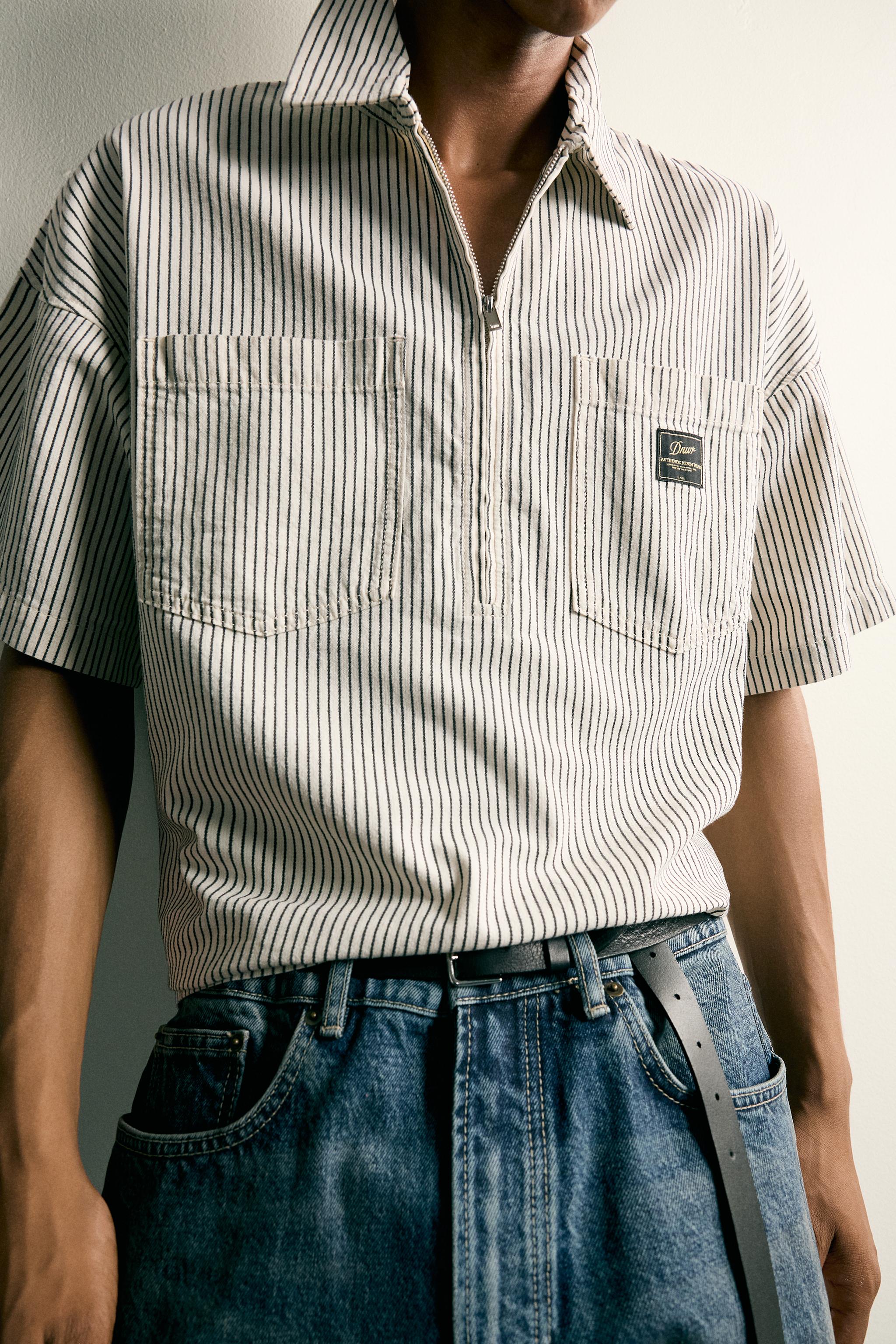 Мужские рубашки Zara ZIP POLO SHIRT WITH POCKETS — фото 7