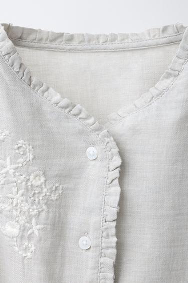 AGES 6-14 / EMBROIDERED FLOWER PYJAMAS - Grey marl by Zara - Image 6