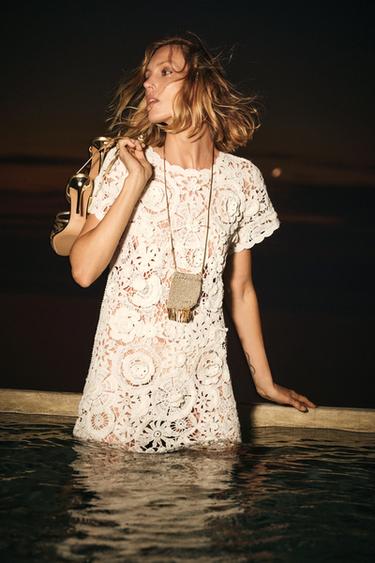 Zara CROCHET MINI DRESS ZW COLLECTION - White
