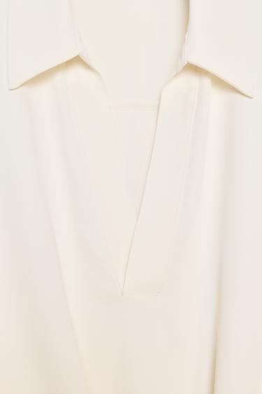 CHEMISE À PLIS ET BAS ASYMÉTRIQUE - Écru de Zara - Image 7